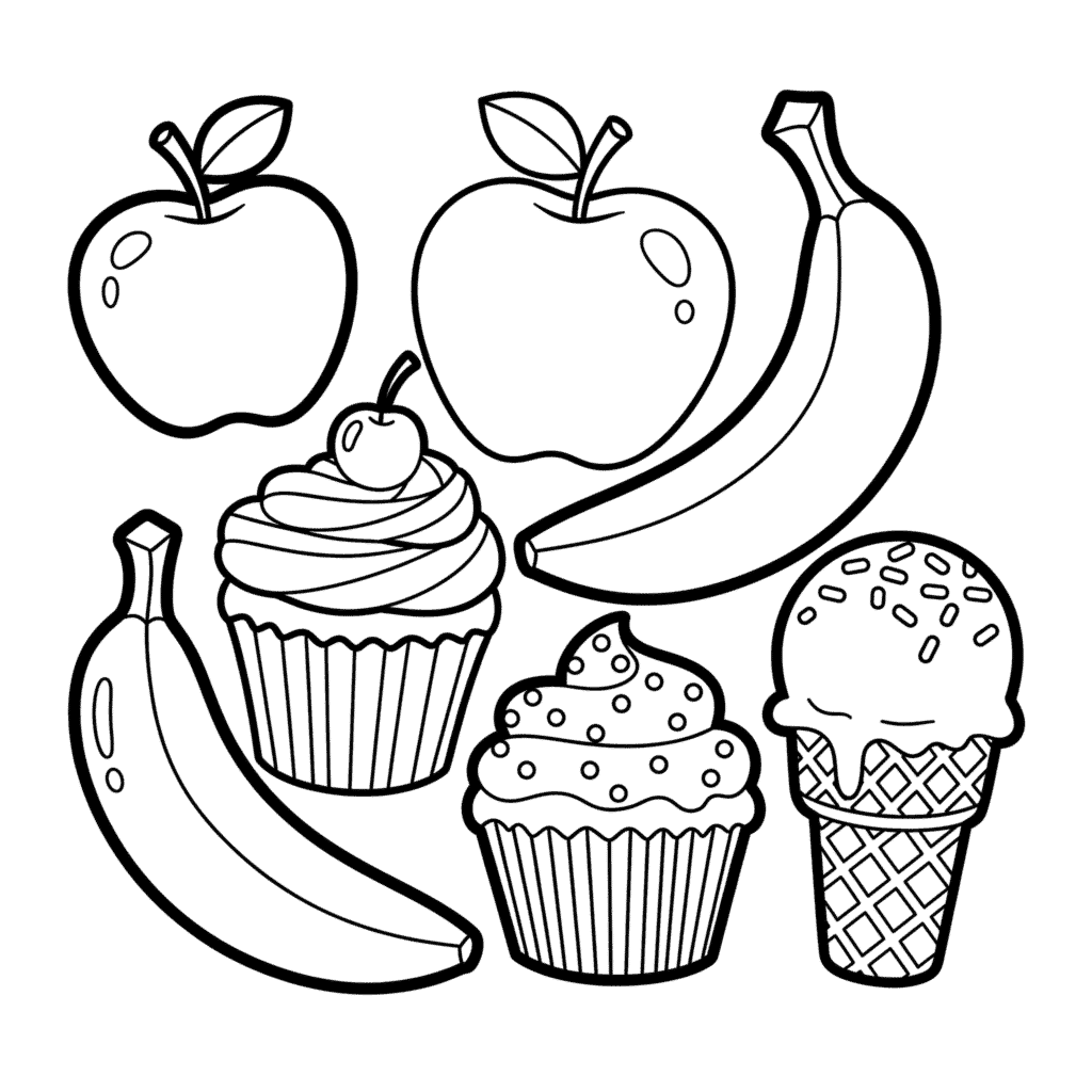 Food & Fruits coloring pages food and fruits coloring pages